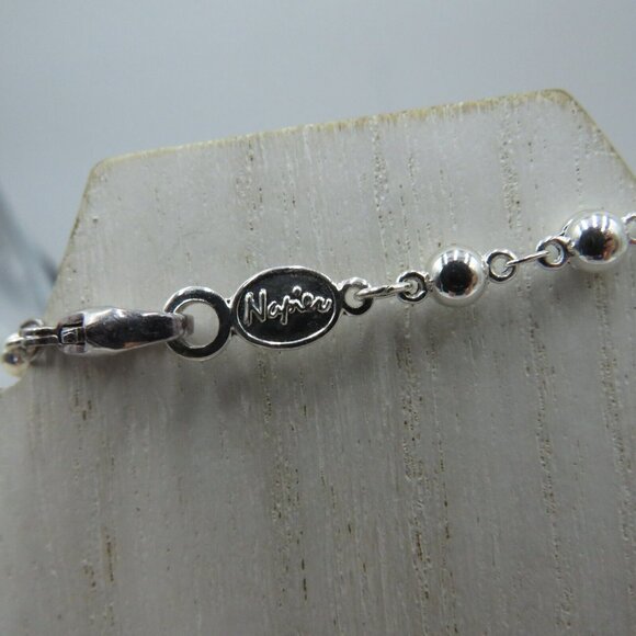 Napier Necklace Silver Tone 18" Station Multi Bead Chain Link Spacers Vintage - Picture 3 of 5